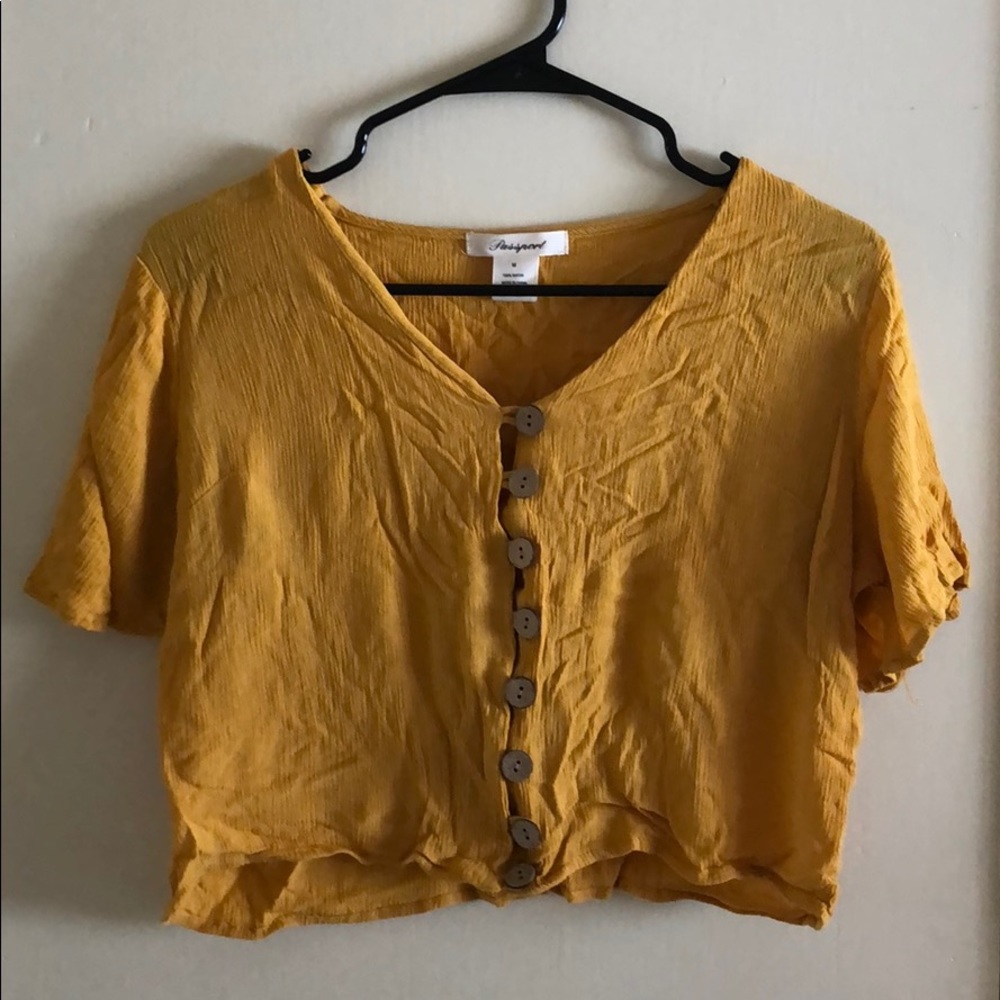 Yellow button-down Crop Top!